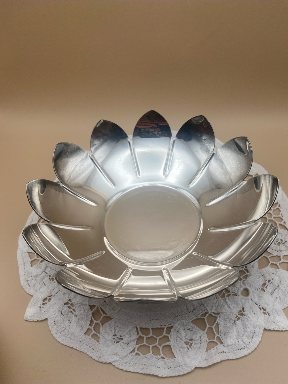 Vintage Reed & Barton Silver Plate 3 Piece Lotus Flower with Frog Bowl - Picture 6 of 13